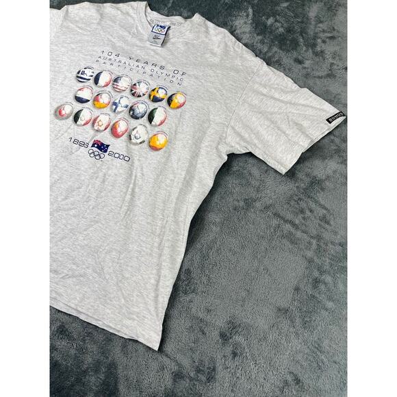ISC Australia Olympic Team T-shirt XXL gray 1896–2000 104 years cotton vintage - Picture 6 of 11